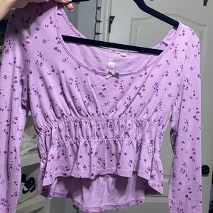 purple floral long sleeve